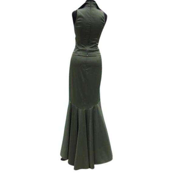 Cache Olive Green Silk Mermaid Pencil Event Pageant Cruse Wedding $198 New NWT - Picture 2 of 2